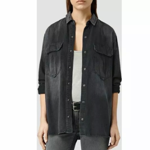 all saints denim shirt womens